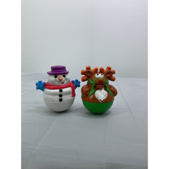 Playskool Hasbro Reindeer & Snowman Weeble Wobble Action Figures - Picture 1 of 2